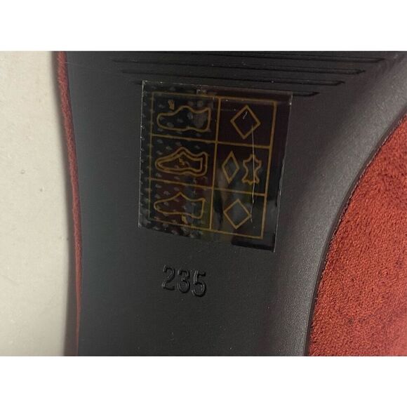 C.PARAVANO Alessia Women’s Red Suede Leather Pumps Size EU 37 US 6.5 Block Heels - Picture 7 of 7